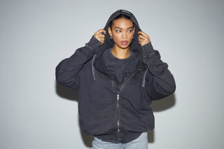 Everlast® EVERLAST WASHED OVERSIZED SWEAT CARDIGAN Hoodie Black