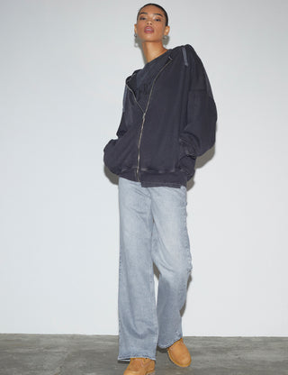 Everlast® EVERLAST WASHED OVERSIZED SWEAT CARDIGAN Hoodie Black