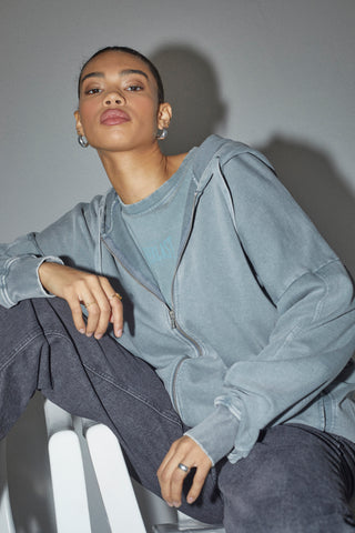 Everlast® EVERLAST WASHED OVERSIZED SWEAT CARDIGAN Hoodie Blue