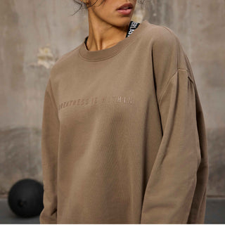 Everlast® Sport EVERLAST Womens Oversized Greatness Is Within Crew Sweat Sweatshirt Sand