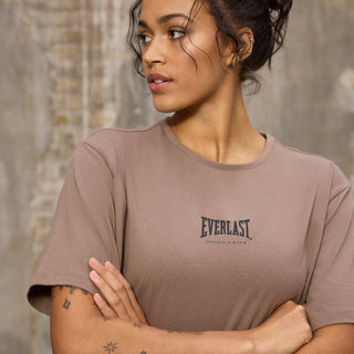 Everlast® EVERLAST Womens SS Oversized Iconic Cotton Stretch Tee T-shirt Sand