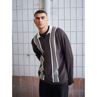 Everlast® Retro Stripe Zip Polo Knit Brown